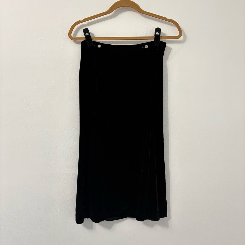 Vintage Courtwell NV Black Velvet High Pencil Wrap Skirt Sz 12 *Flaw